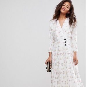ASOS retroglam pleated floral midi dress size 4